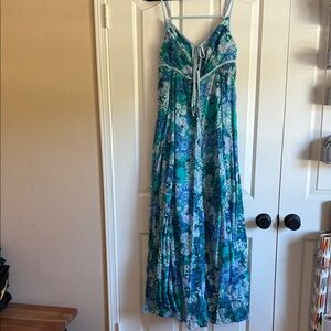Free People Floral Maxi Dress - Blue and Green